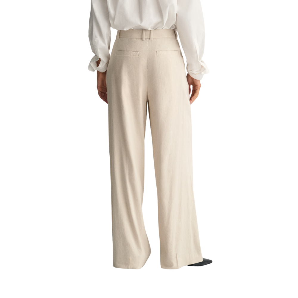 Relaxed Stretch Linen Tailored Pant - Beige