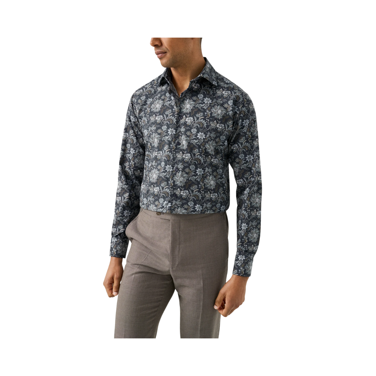 Floral Print Signature Twill Shirt - Dark Blue