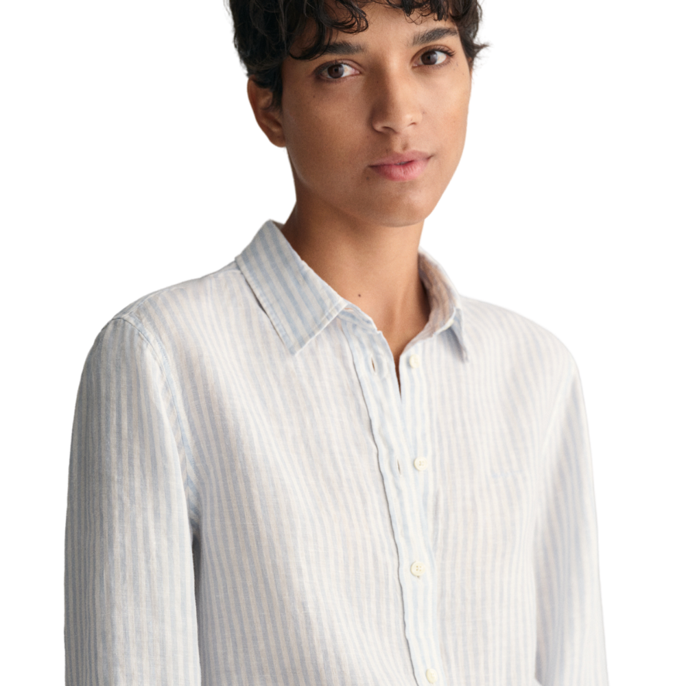 REG LINEN STRIPE SHIRT - Blue