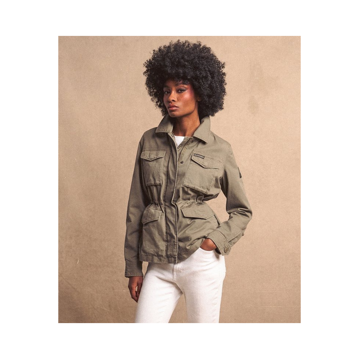Embroidered M65 Military Jkt - Moss Khaki