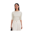 Boatneck Rib Top - White/Navy