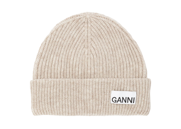 Light Structured Rib Knit Beanie - Beige