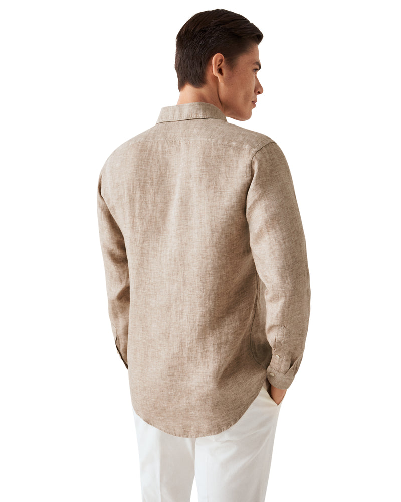 Twill Linen Shirt - Brown