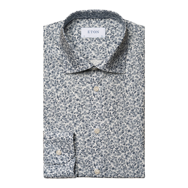 Cut Away Contemporary Floral Poplin Shirt - Grey