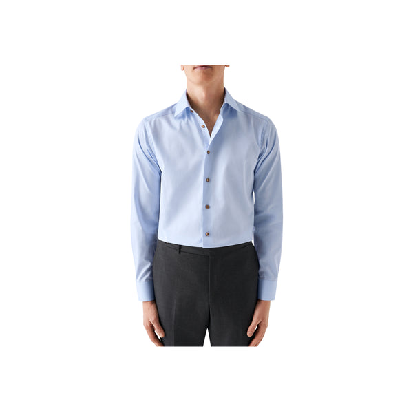 Slim Fit Paisley Effect Signature Twill Shirt Cut Away Collar - Blue