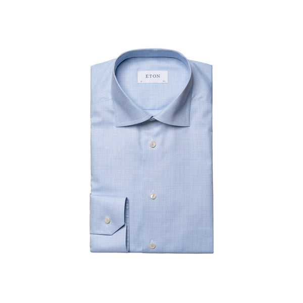 Slim Fit Check Signature Oxford Shirt Cut Away Collar - Blue