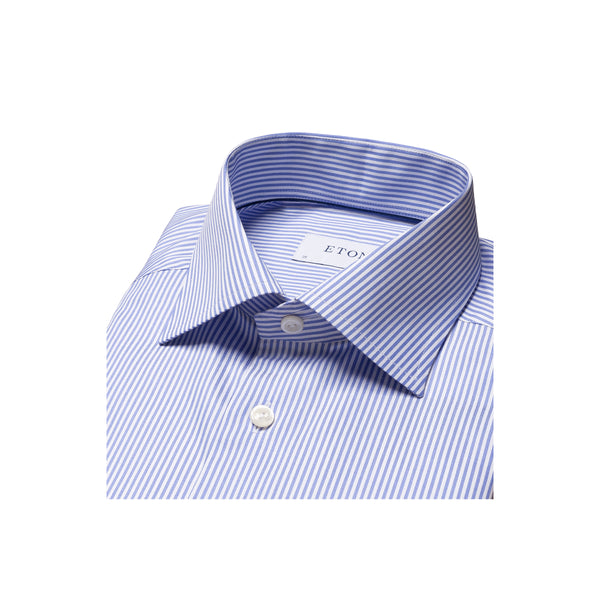 Fine Twill Striped Shirt Cut Away - Blue