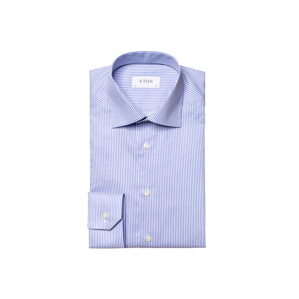 Fine Twill Striped Shirt Cut Away - Blue