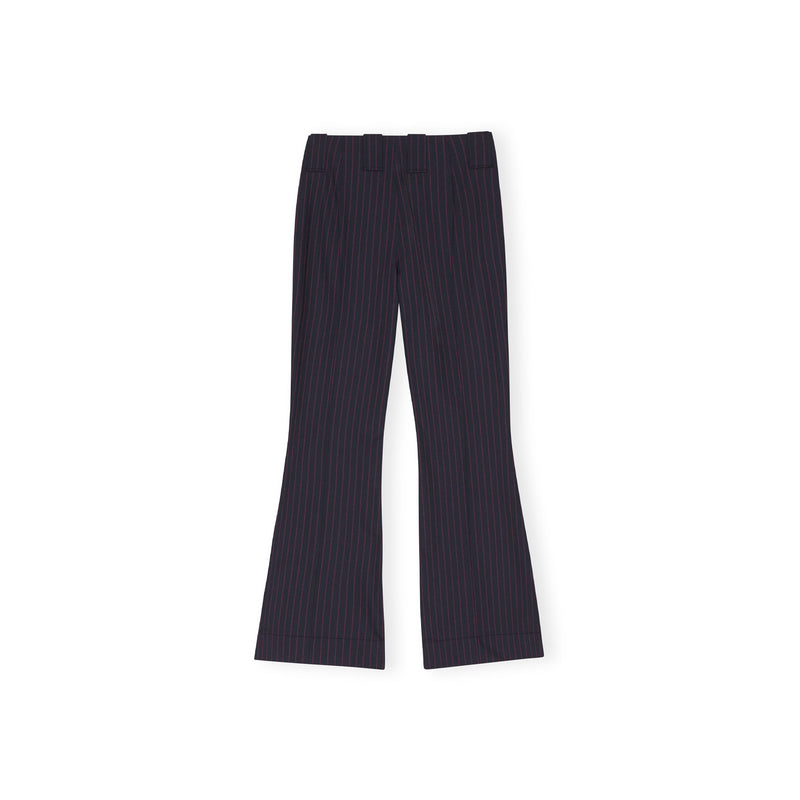 Stretch Stripe Bootcut Mid Waist Pants - Blue