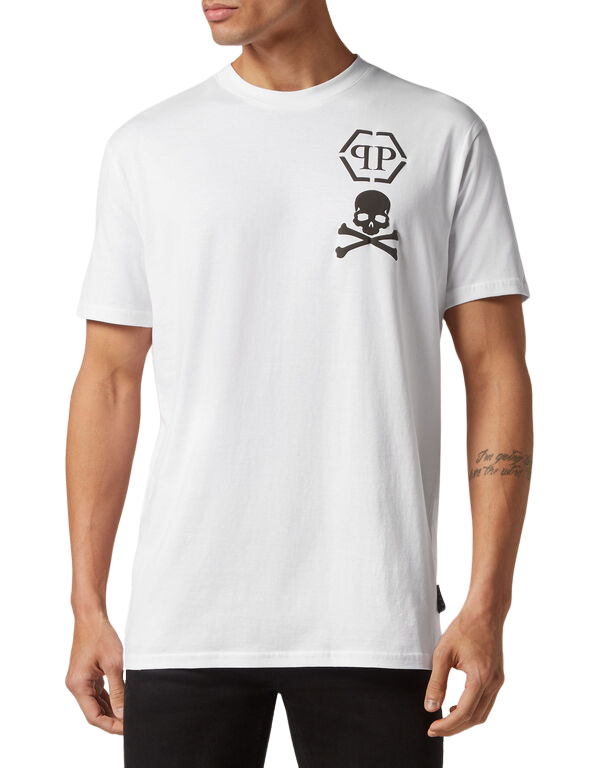 T-shirt Round Neck SS Skull&Bones - White