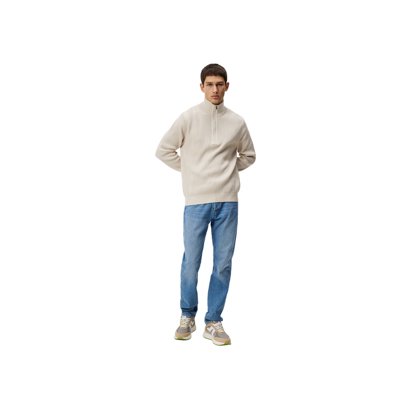 Alex Half Zip Knitted Sweater - Beige