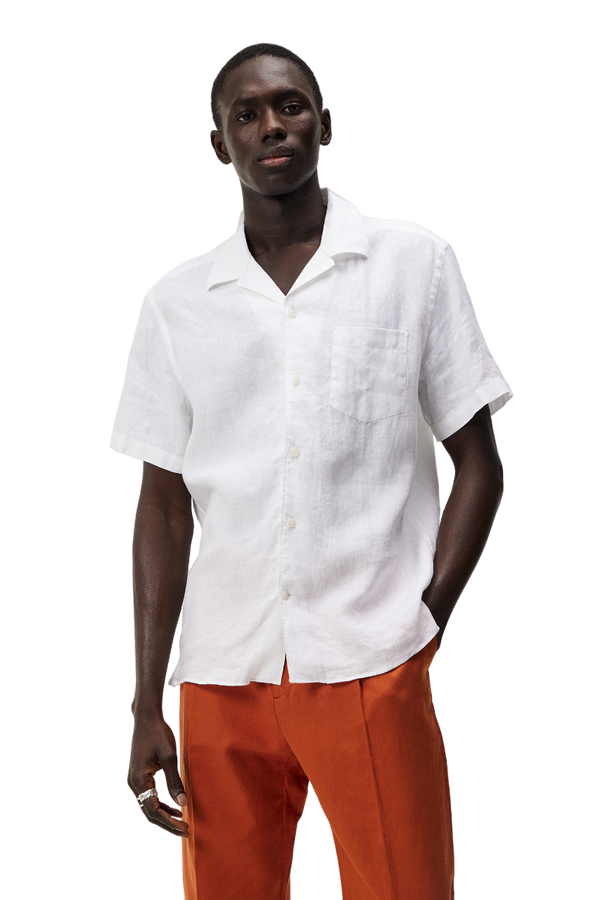 Linen Melange SS Reg Shirt - White