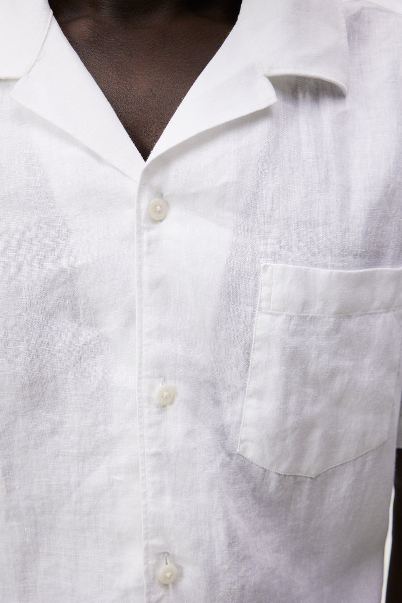 Linen Melange SS Reg Shirt - White