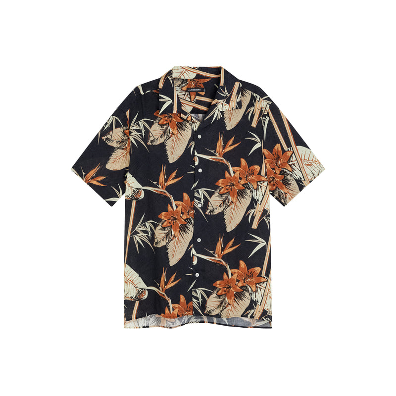 Elio Tropical Print Reg Shirt - Navy