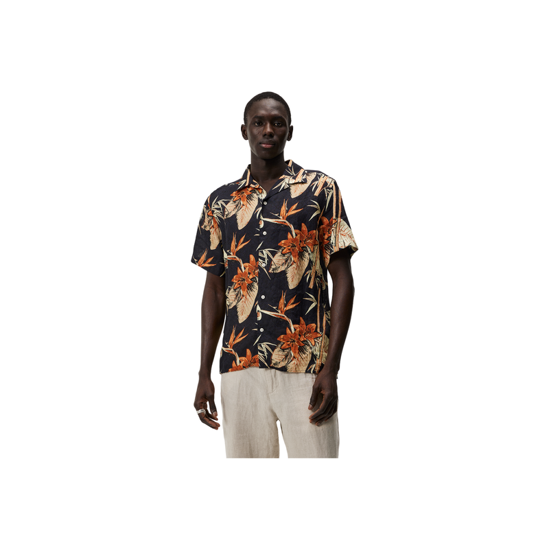 Elio Tropical Print Reg Shirt - Navy