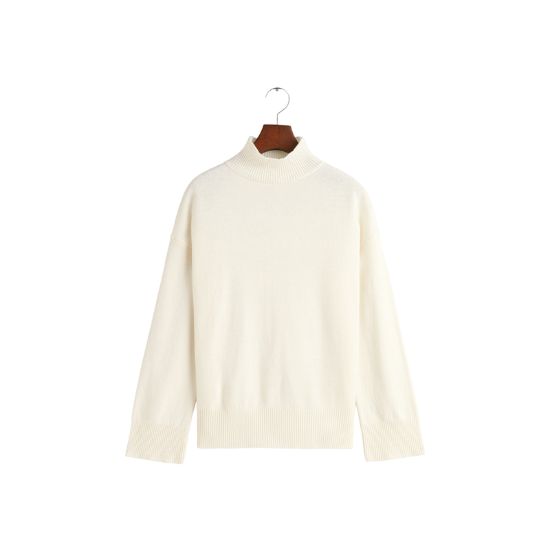 Superfine Lambswool Stand Collar - White