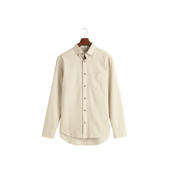 Reg Herringbone Flannel Shirt - Beige
