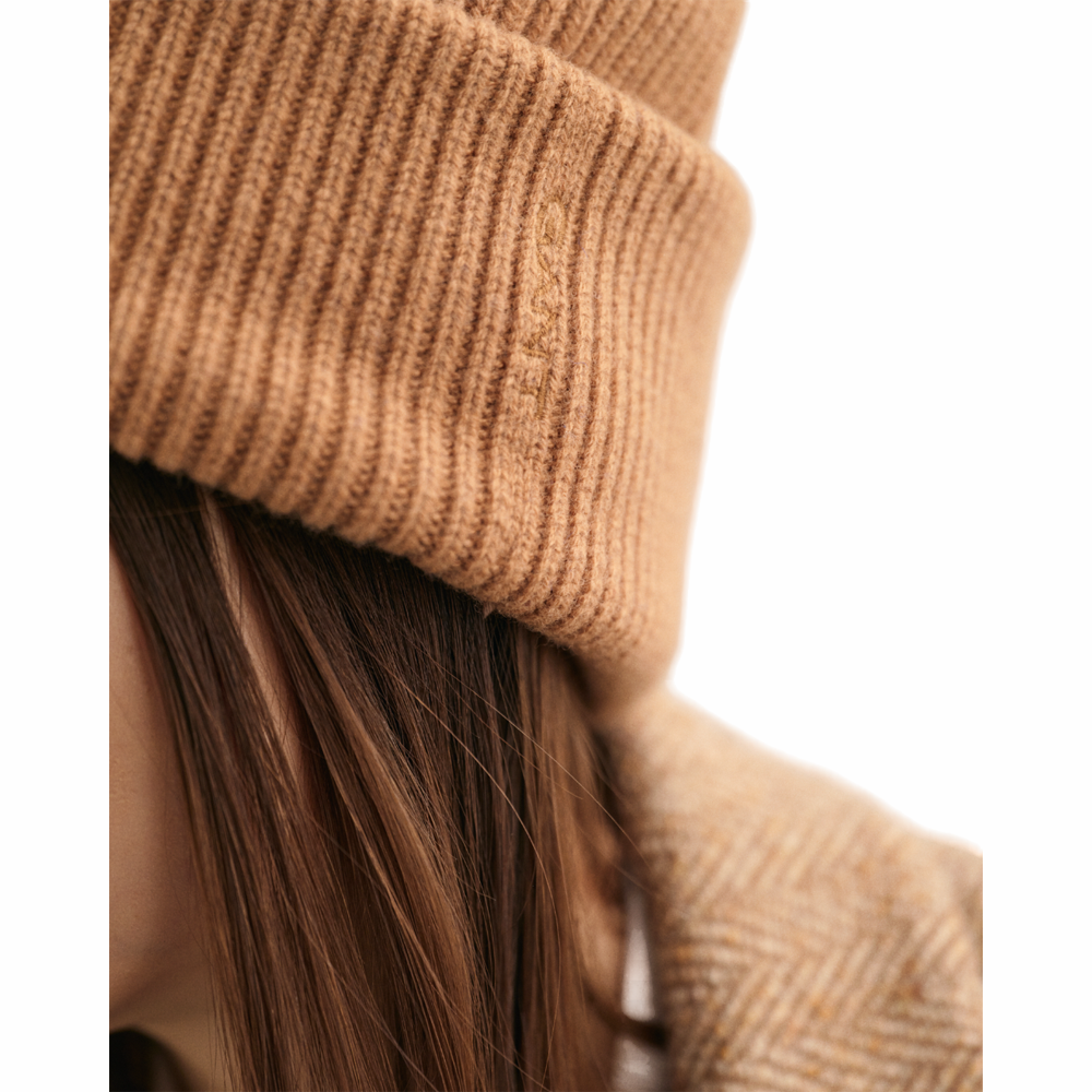 Wool Ribbed Beanie - Orange