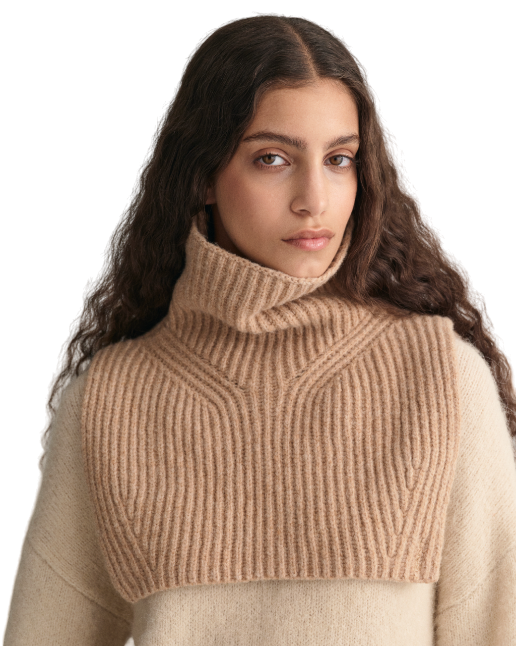 Ribbed Knit Bib - Beige