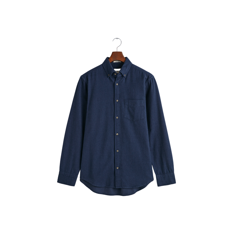 Reg Herringbone Flannel Shirt - Blue