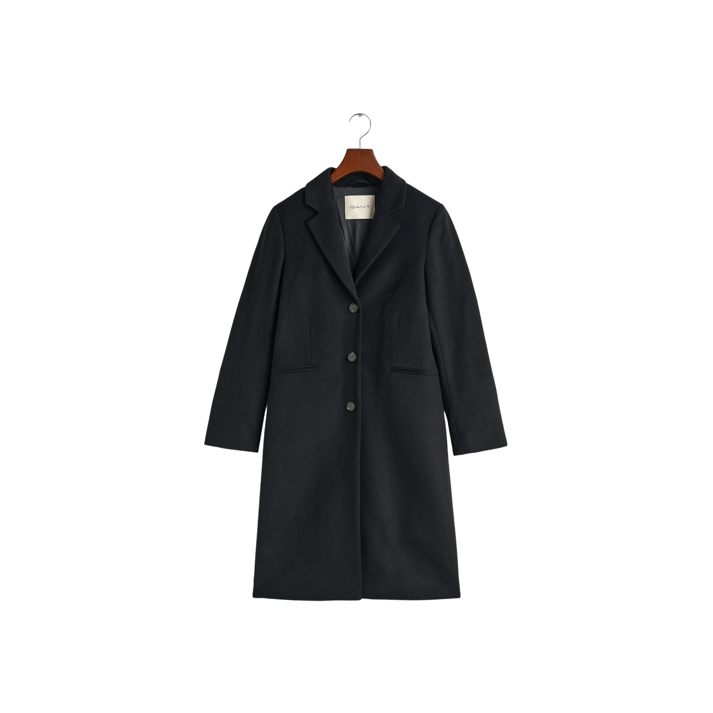 Wool Blend Tailored Coat - Blue