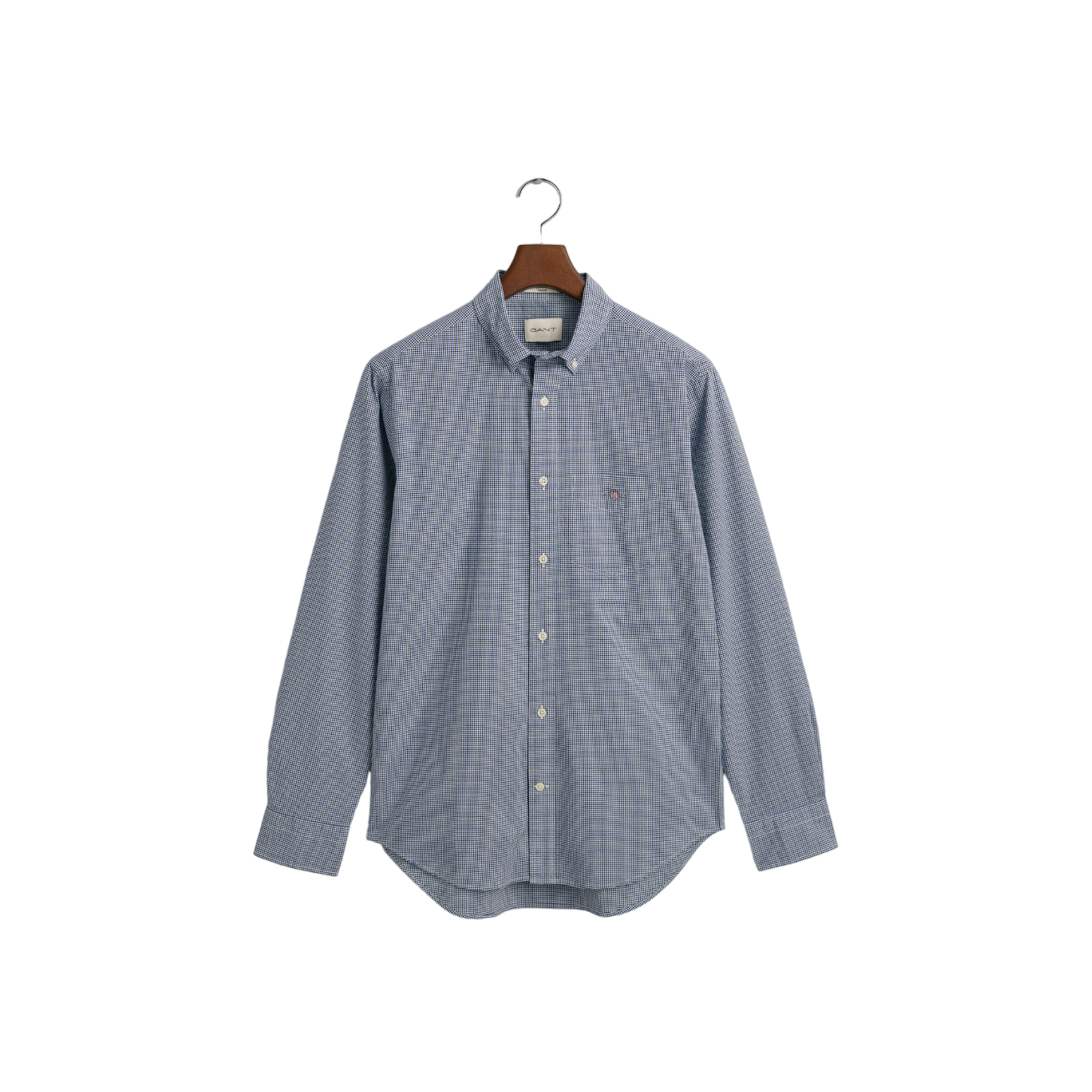 Reg Poplin Micro Check Shirt - Blue