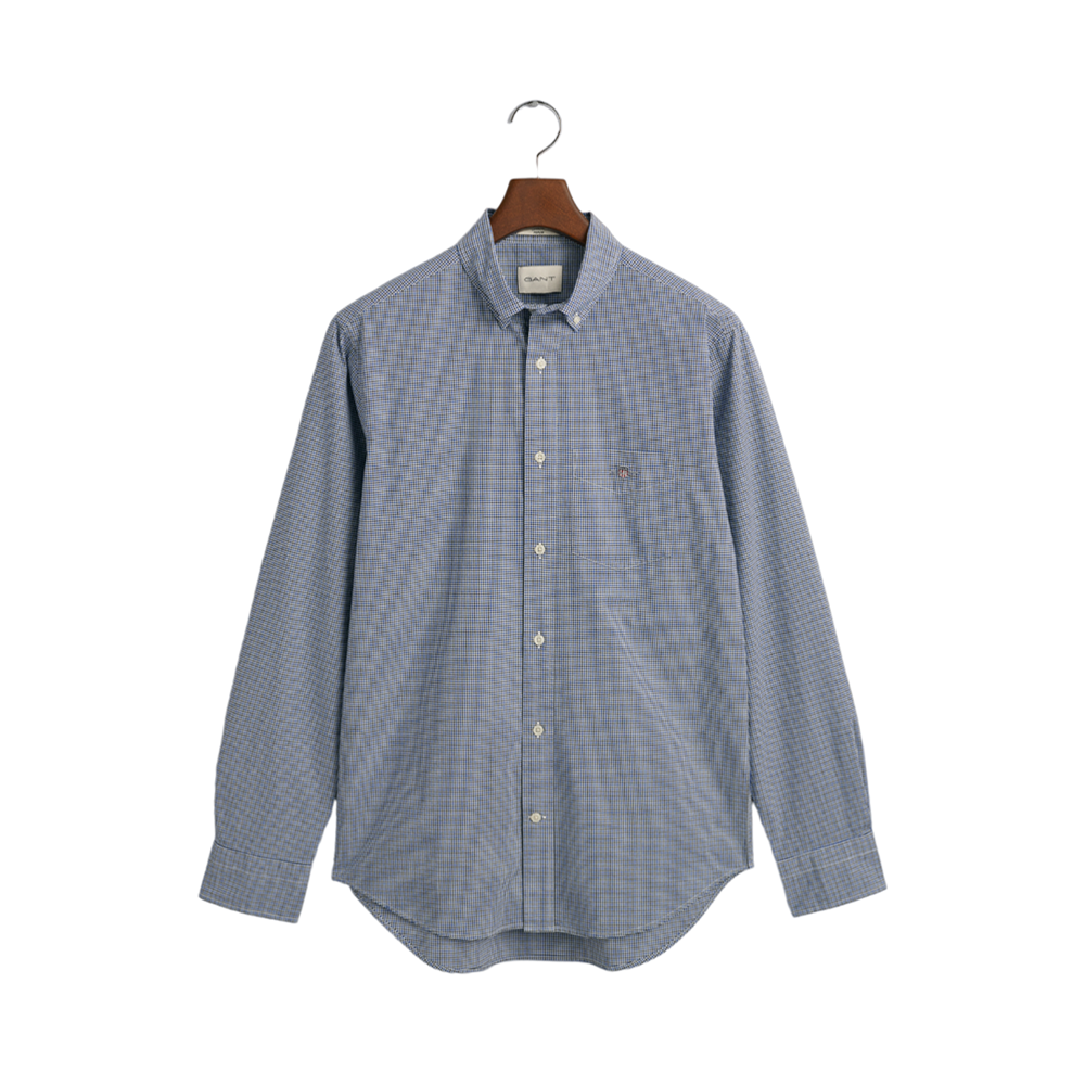 Reg Poplin Micro Check Shirt - Blue