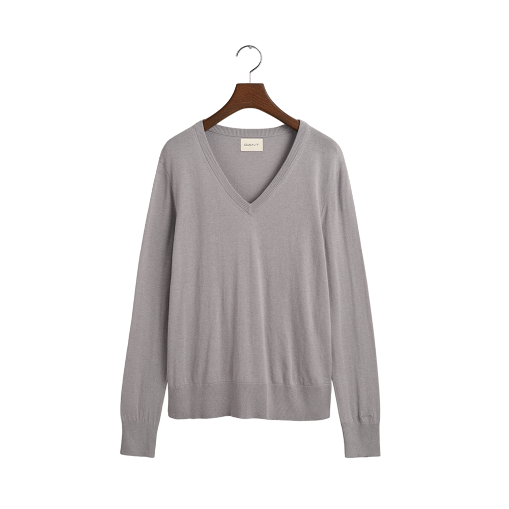 Fine Knit V-Neck - Grey