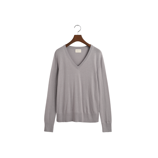 Fine Knit V-Neck - Grey