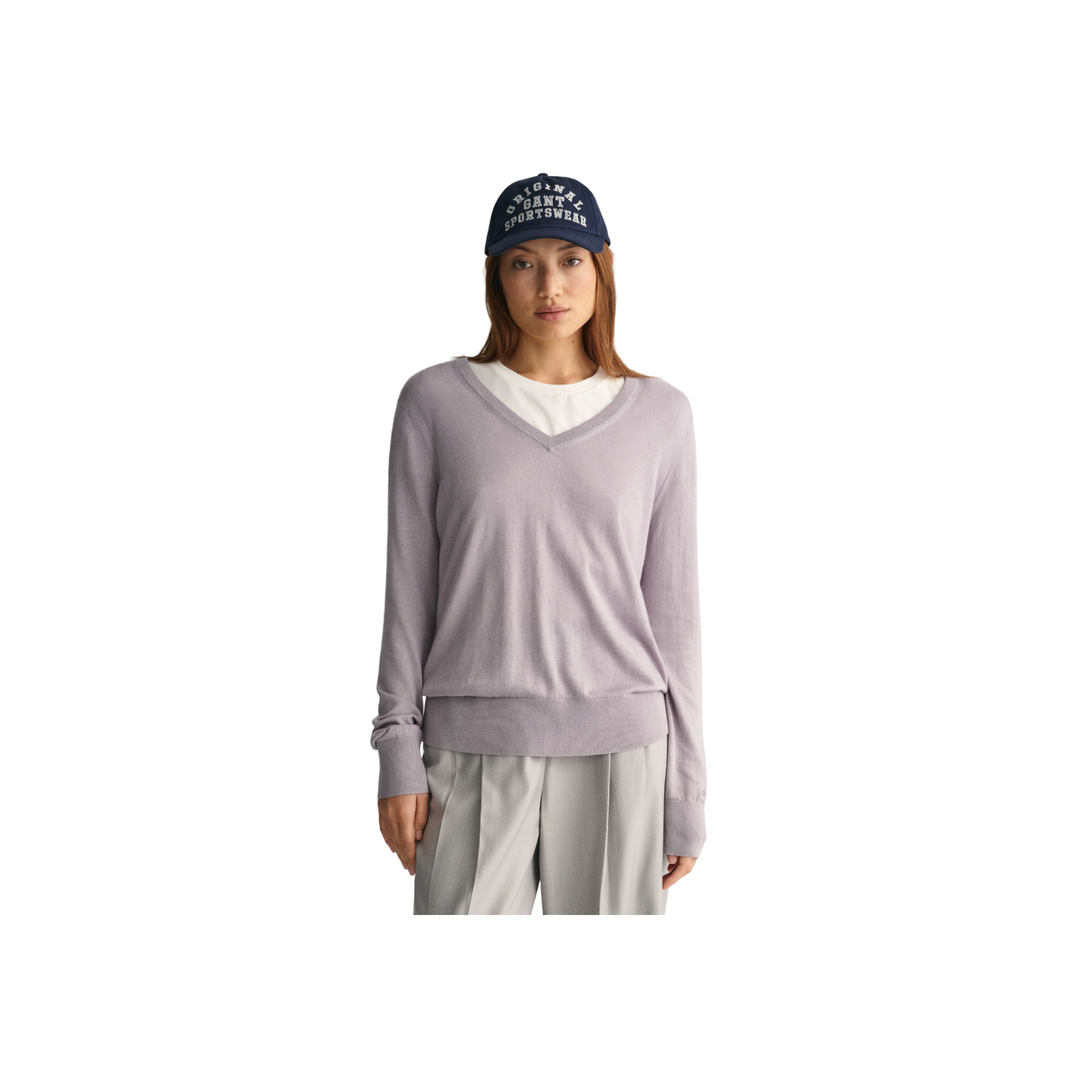 Fine Knit V-Neck - Grey