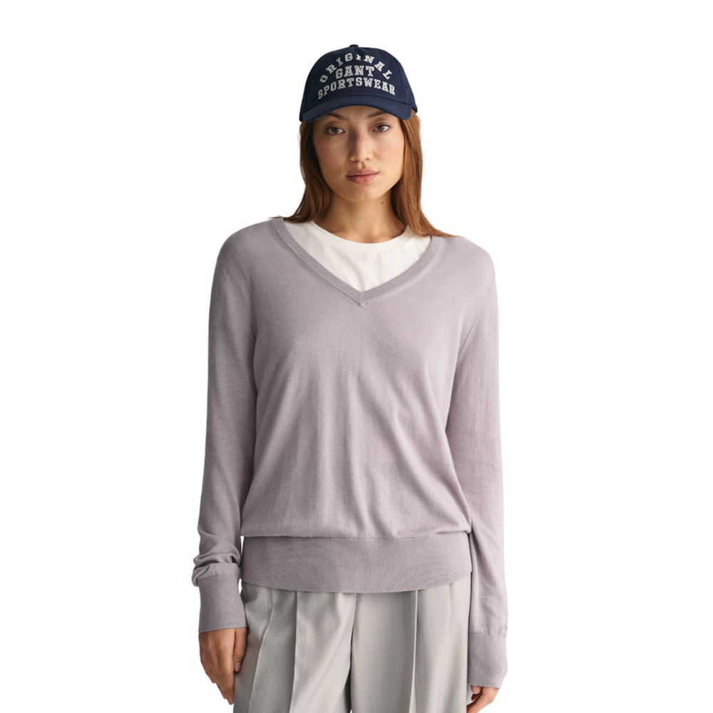 Fine Knit V-Neck - Grey