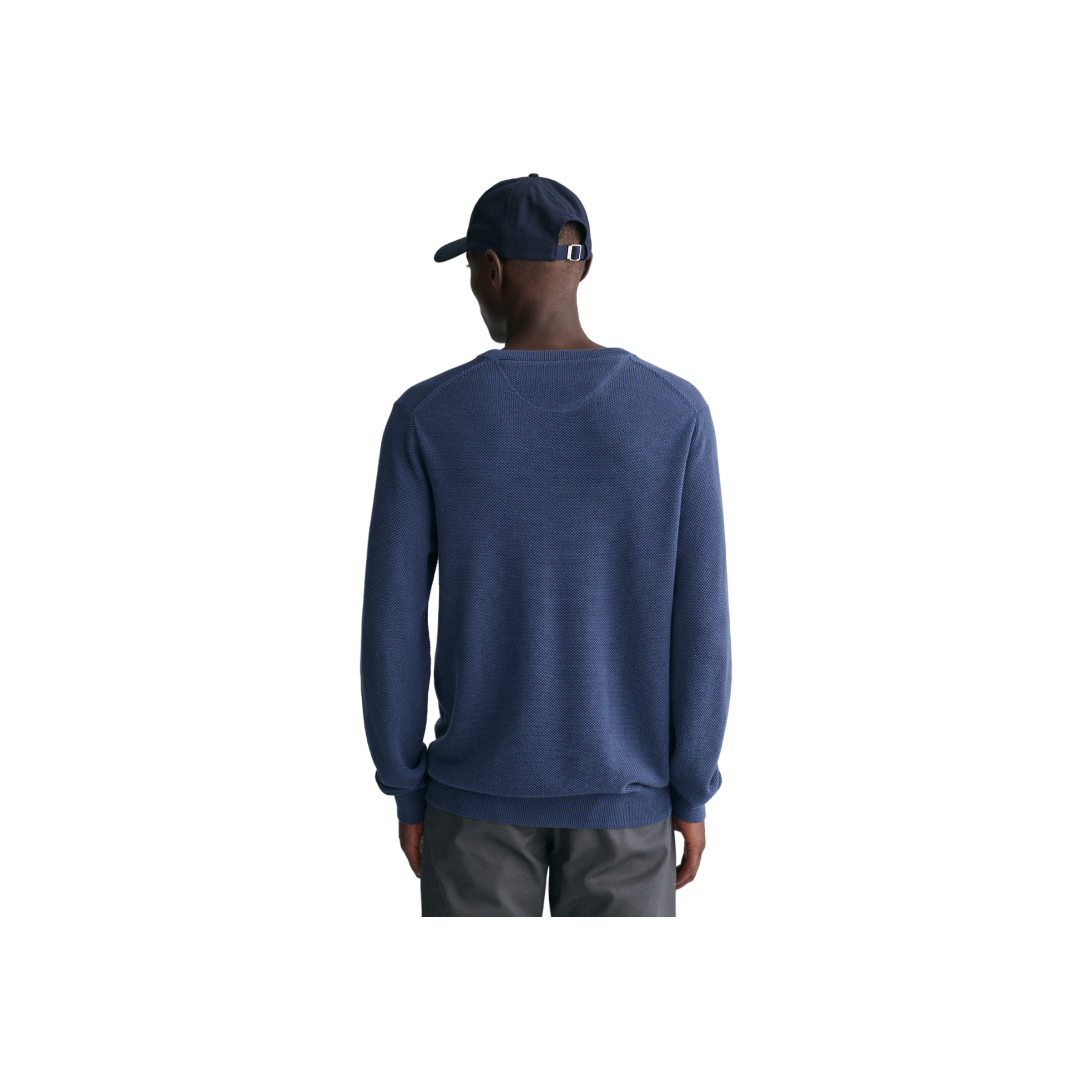 Cotton Pique C-Neck - Blue