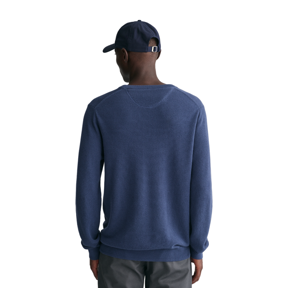 Cotton Pique C-Neck - Blue