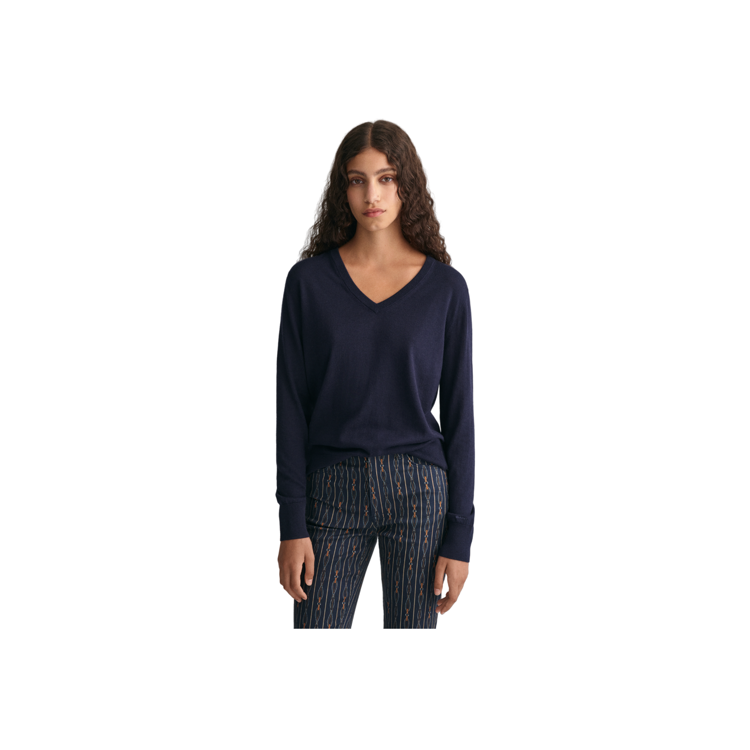 Fine Knit V-Neck - Blue