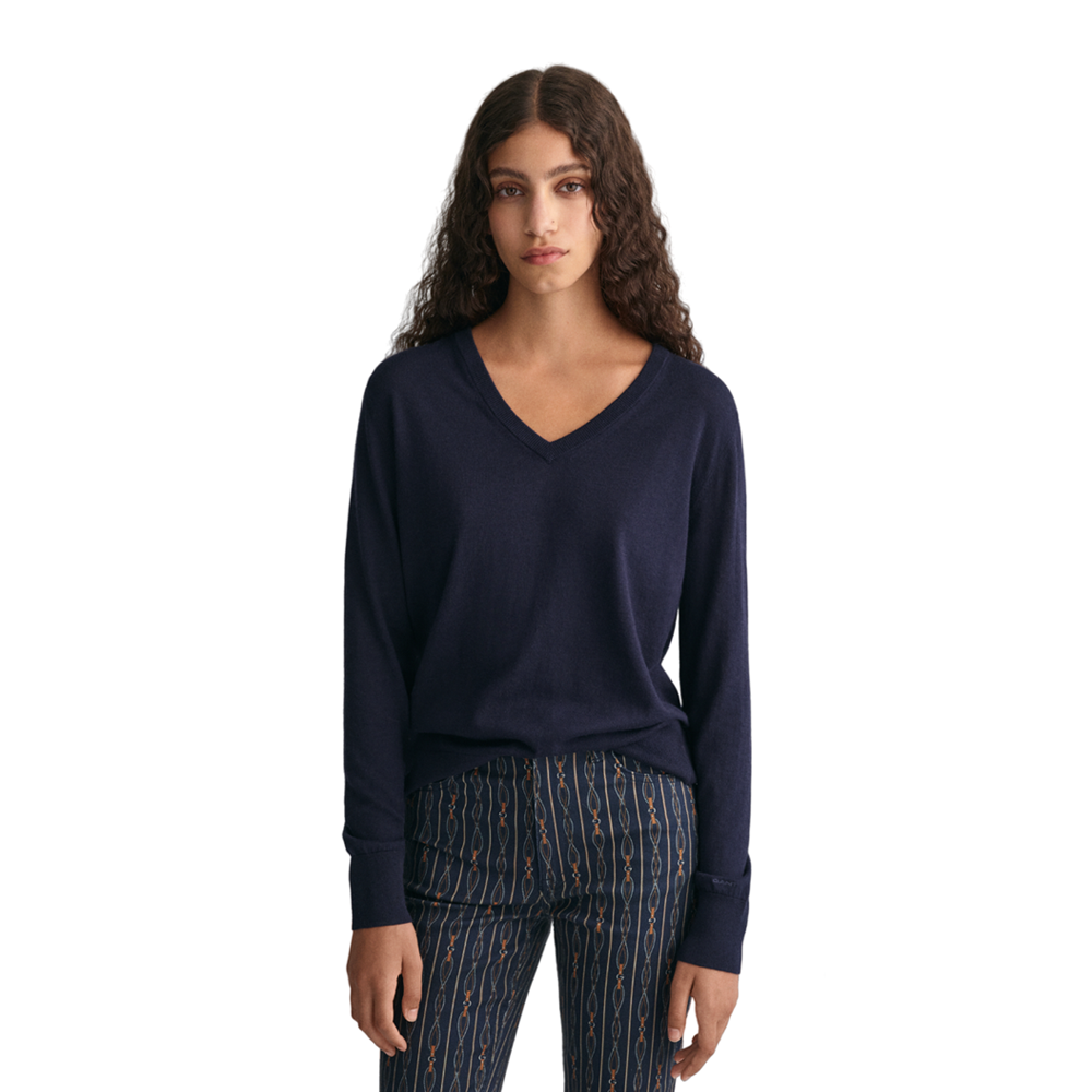 Fine Knit V-Neck - Blue