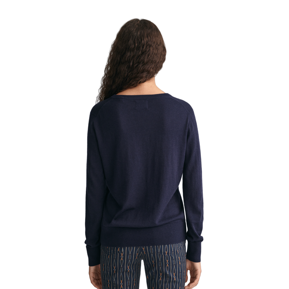 Fine Knit V-Neck - Blue