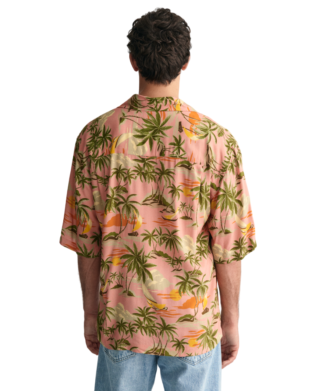 Viscose Hawaii Print SS Shirt - Pink