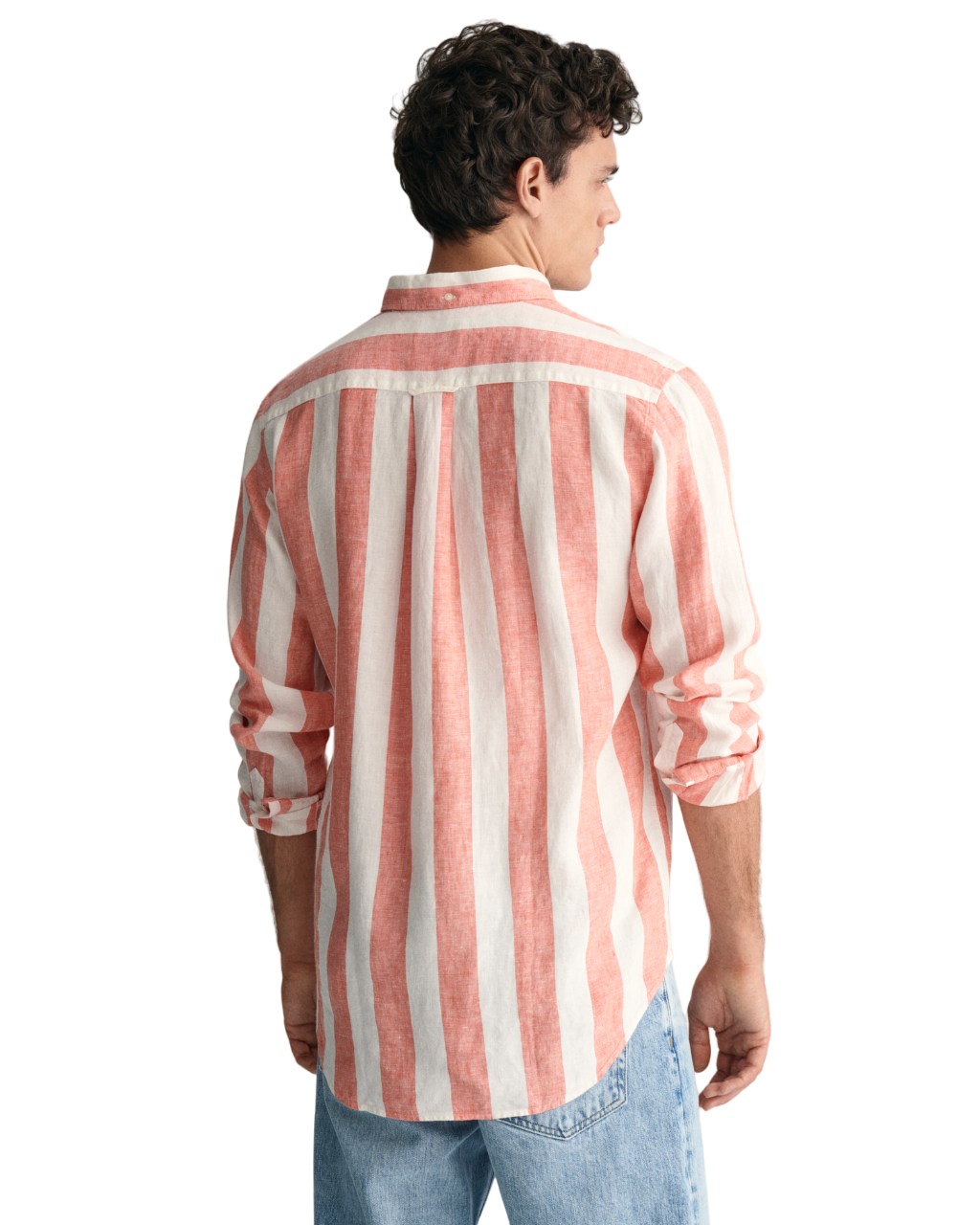 Bold Stripe Linen Shirt - Orange