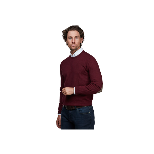 Crewneck Sweater Alcantara E-Patch - Burgundy