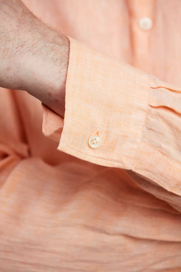 Linen Shirt Button Down - Orange