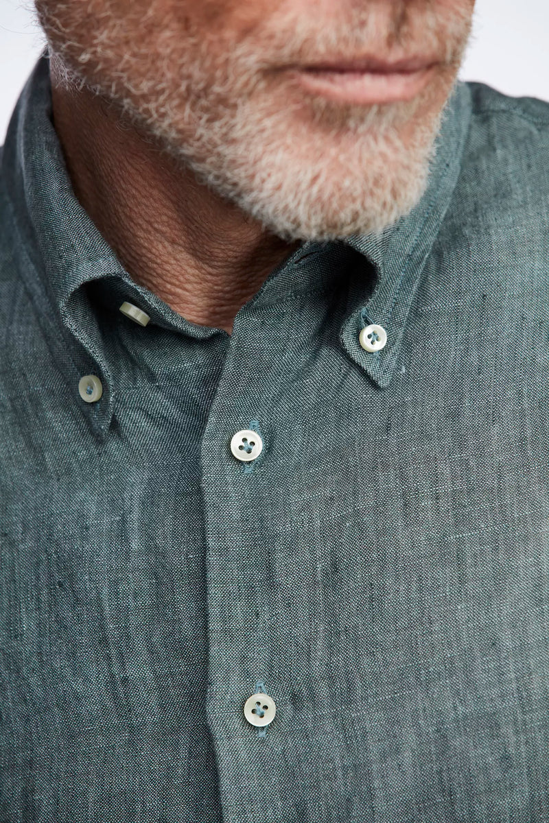 Linen Shirt Button Down - Green