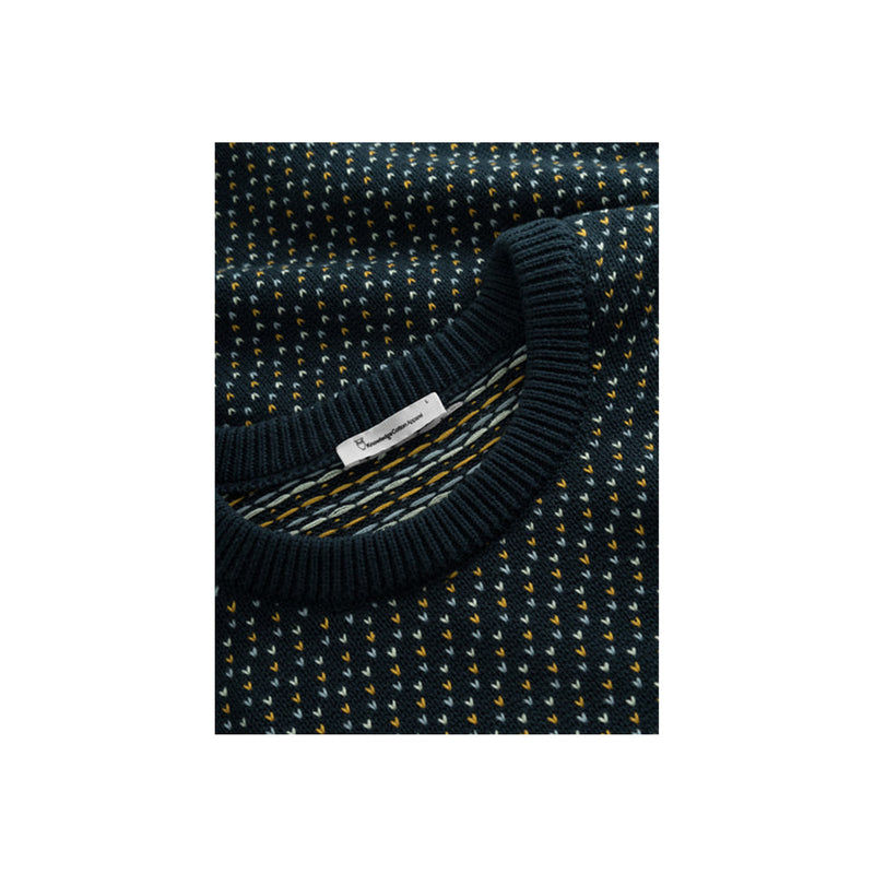 Jacquard crew neck knit - Blue