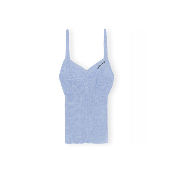 Merino Lace Strap Top - Blue