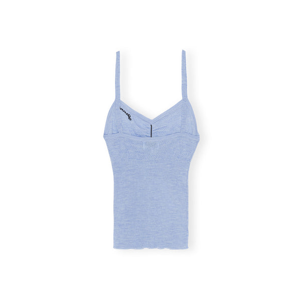 Merino Lace Strap Top - Blue