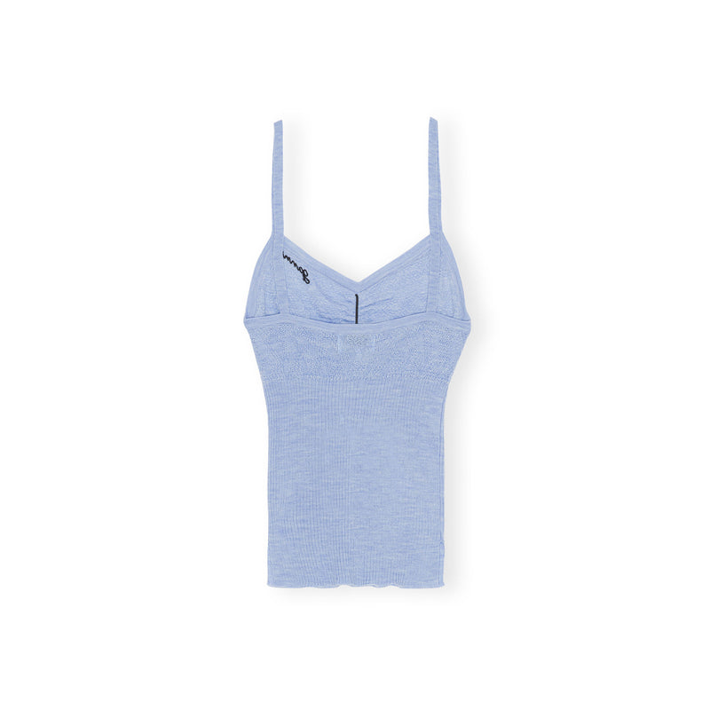 Merino Lace Strap Top - Blue