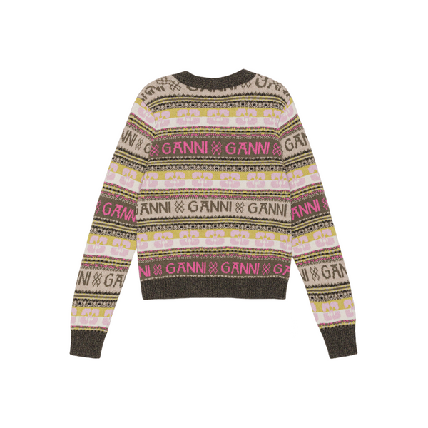 Logo Wool Mix Cardigan - Brown
