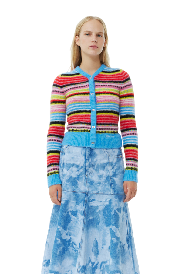 Soft wool stripe cardigan - Multi