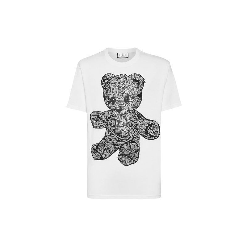 T-shirt Round Neck SS Paisley Teddy Bear - White