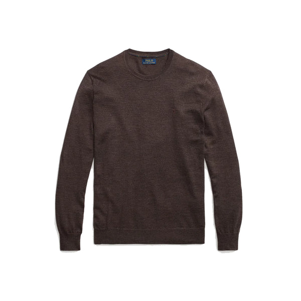 Slim Fit Crew Neck Wool Sweater - Brown