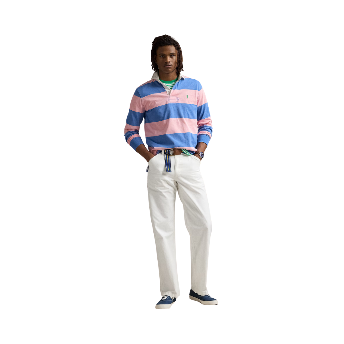 Long Sleeve Rugby - Garden Pink/New England Blue